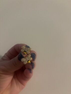 Gold Bee Crystal Stud Earrings - Yellow and Gold- NWOT
